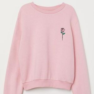 Pink short sweatshirt w/ rose